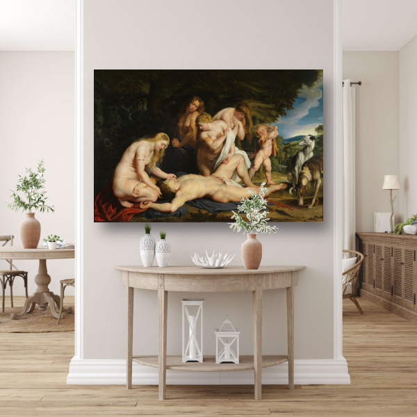De dood van Adonis - Peter Paul Rubens canvas met baklijst
