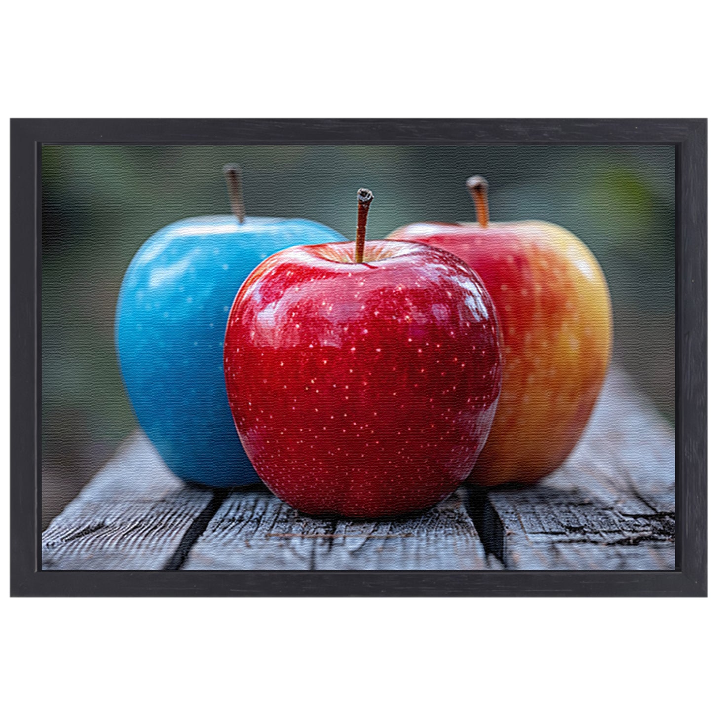 Drie Appels op Houten Tafel canvas met baklijst