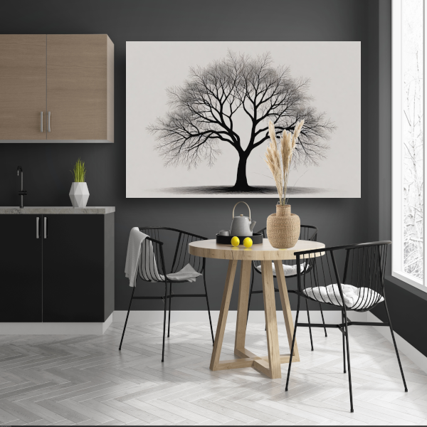 Boom Silhouet in Zwart-Wit Schaduw poster