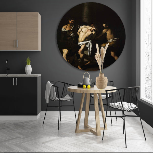 De geseling van Christus - Caravaggio aluminium muurcirkel