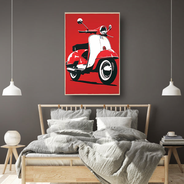 Popart Print Rode Italiaanse Scooter canvas