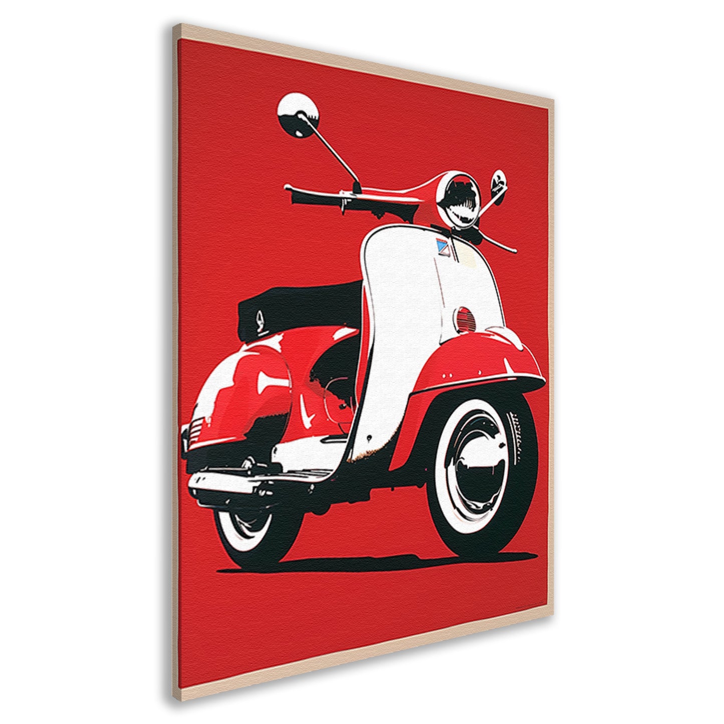 Popart Print Rode Italiaanse Scooter canvas
