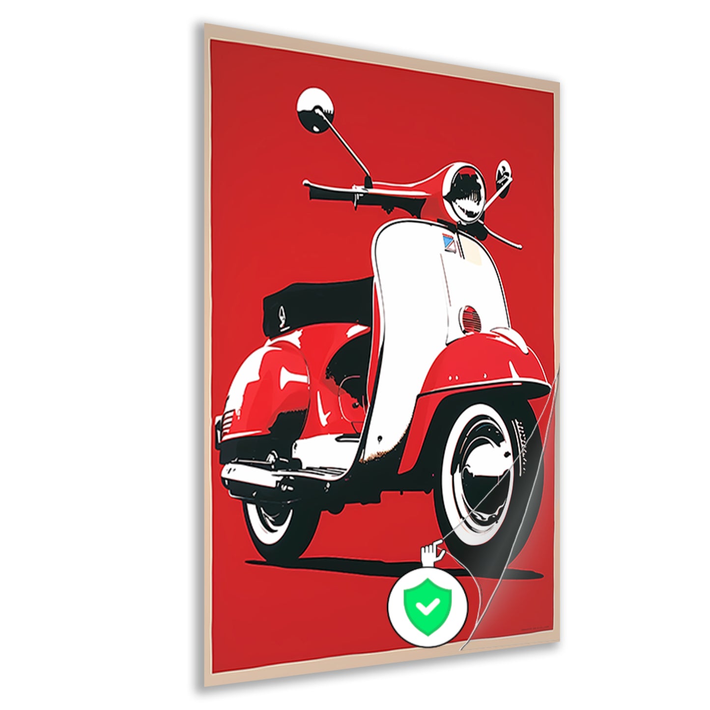 Popart Print Rode Italiaanse Scooter poster