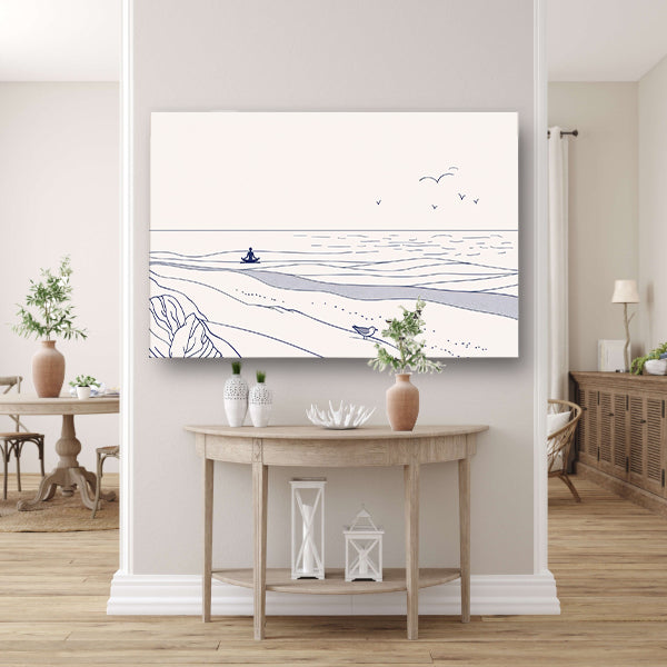 Meditatie bij de zee met vogel poster