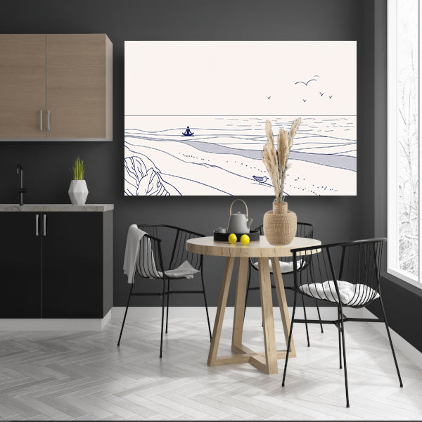 Meditatie bij de zee met vogel poster