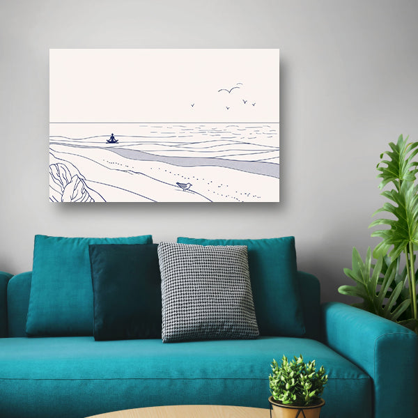 Meditatie bij de zee met vogel poster