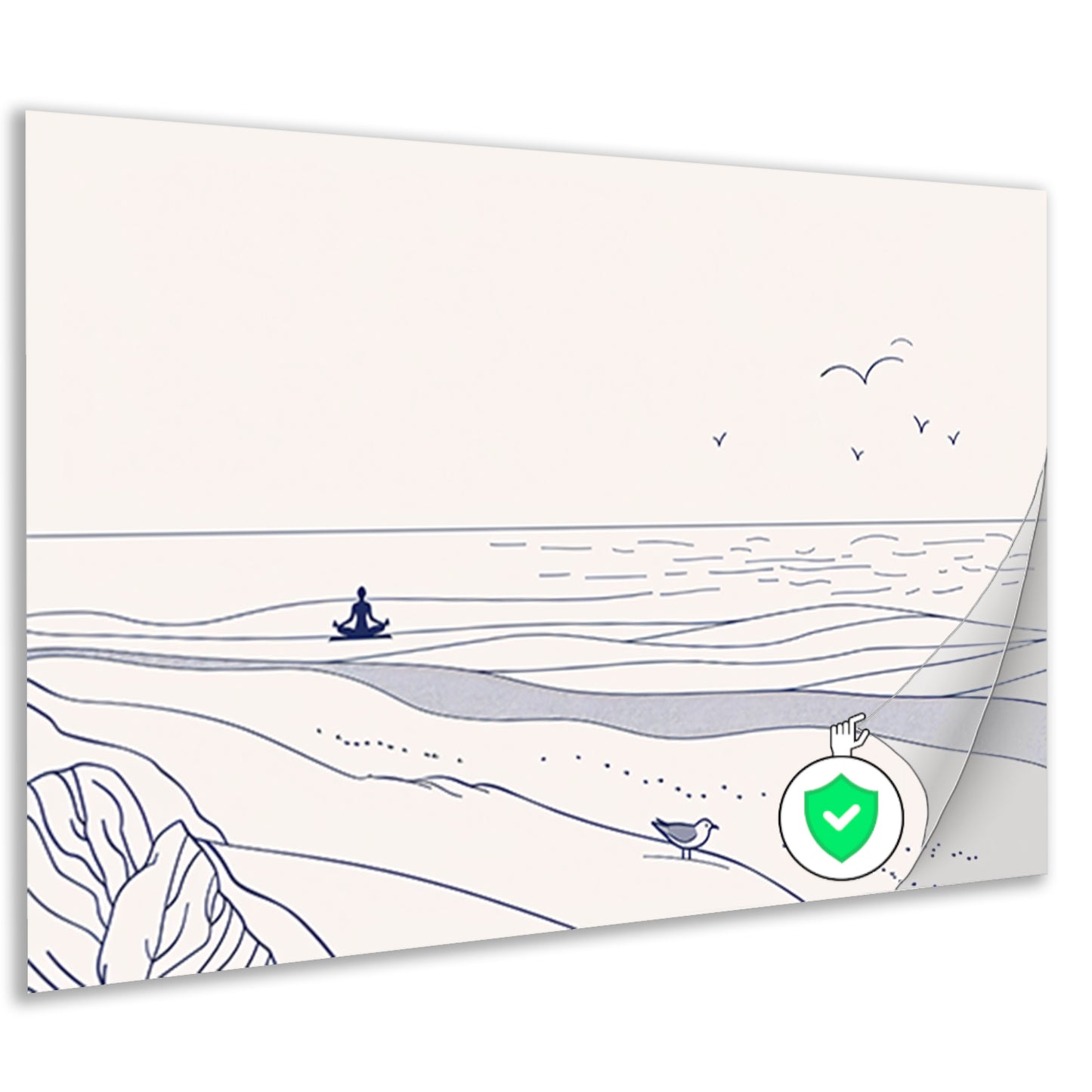 Meditatie bij de zee met vogel poster