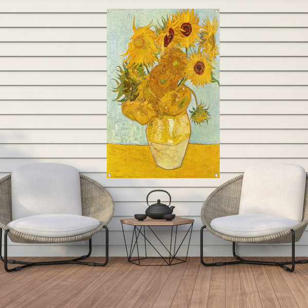 Vaas met twaalf zonnebloemen - Vincent van Gogh tuinposter