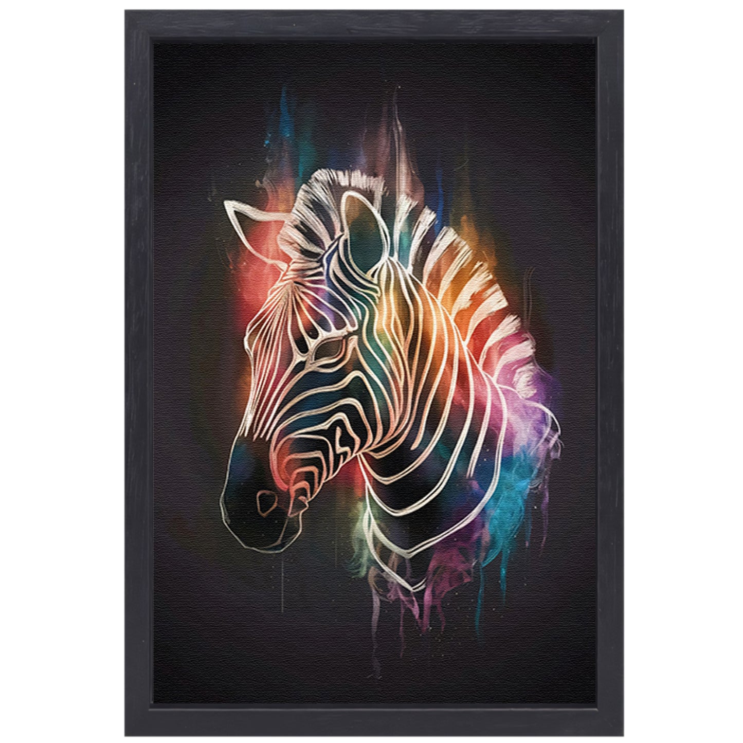 Kleurrijke Zebra in Abstracte Stijl canvas met baklijst