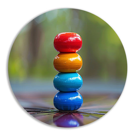 Minimalistisch Stenen Stapeling aluminium muurcirkel