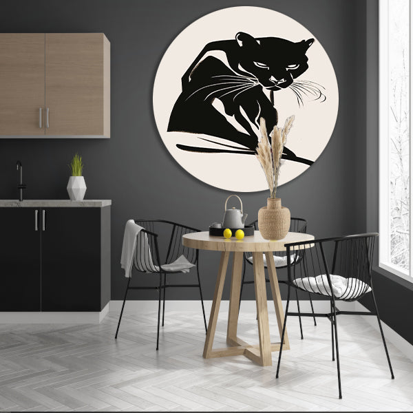Minimalistisch kunstwerk van een zwarte panter forex muurcirkel
