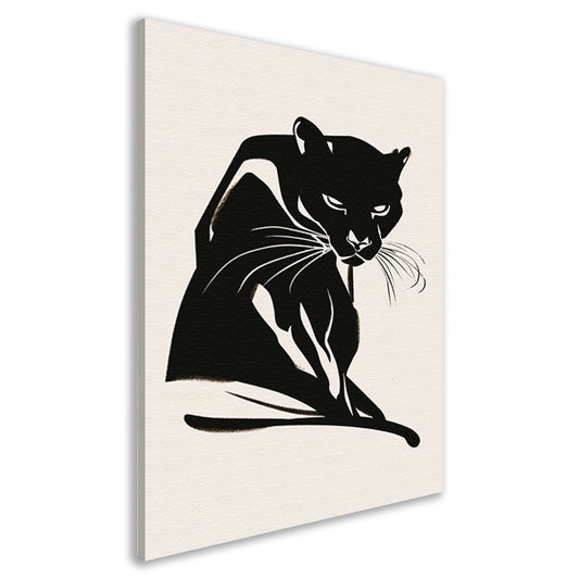 Minimalistisch kunstwerk van een zwarte panter canvas