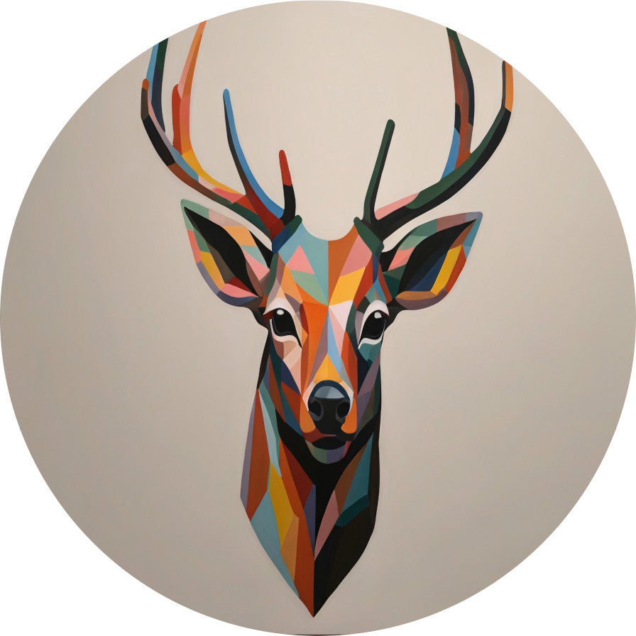 Kleurrijk Geometrisch Portret van een Hert forex muurcirkel