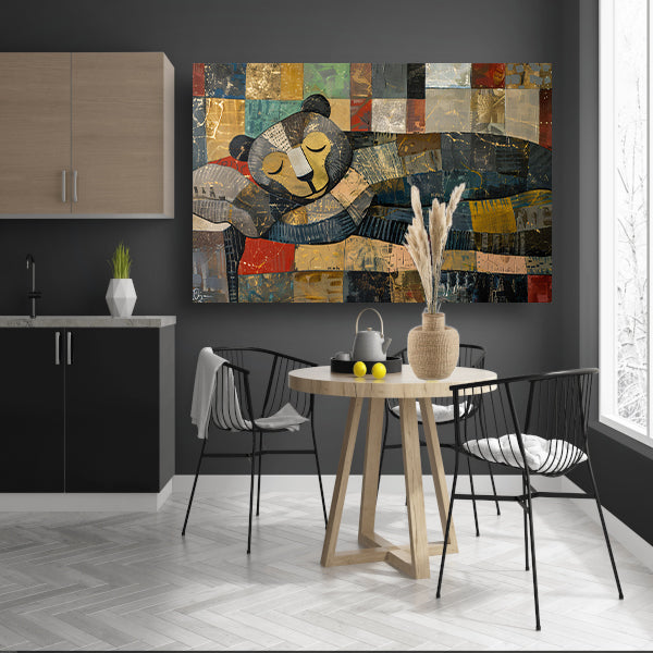 Slapende beer op kleurrijke lappendeken acrylglas