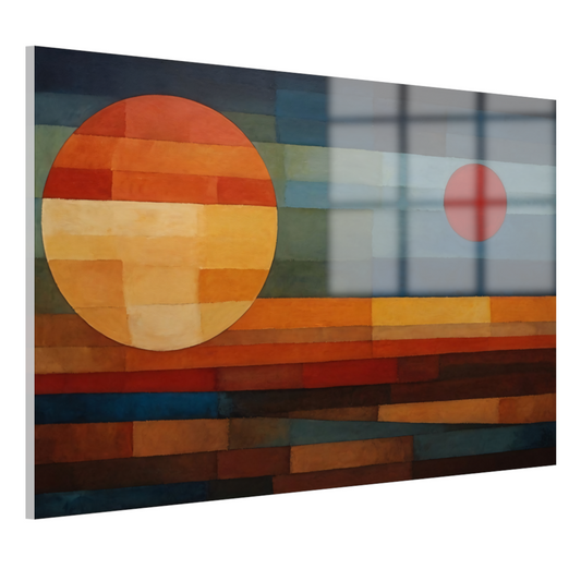 Geometrische Weerspiegeling van Zonsondergang en Nacht acrylglas