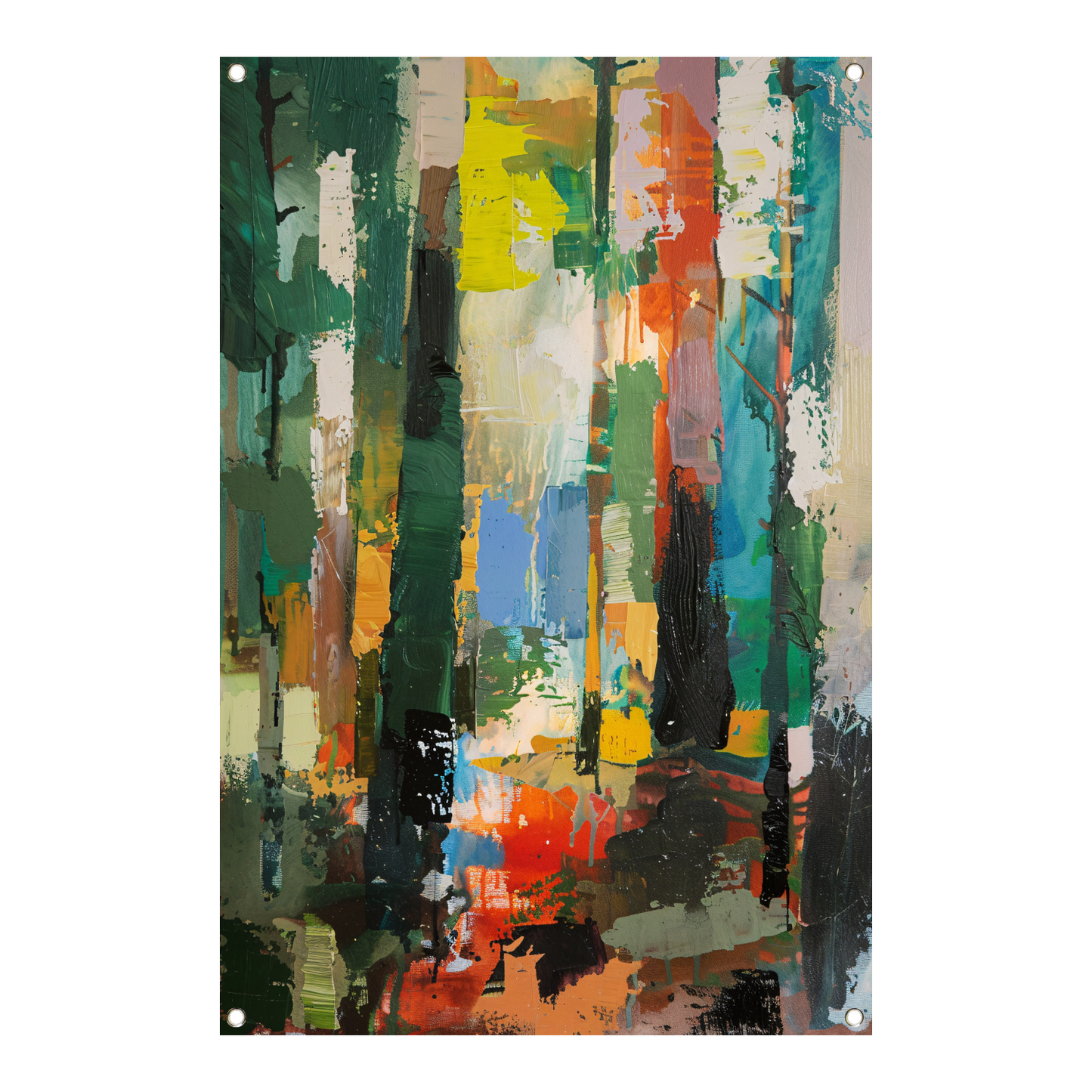 Dynamische Abstracte Olieverf in Levendige Kleuren tuinposter