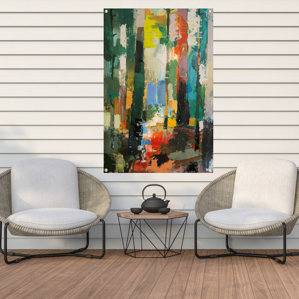 Dynamische Abstracte Olieverf in Levendige Kleuren tuinposter