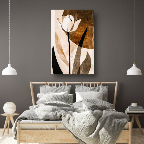 Sepia Tulp Abstracte Kunst in Stijl canvas