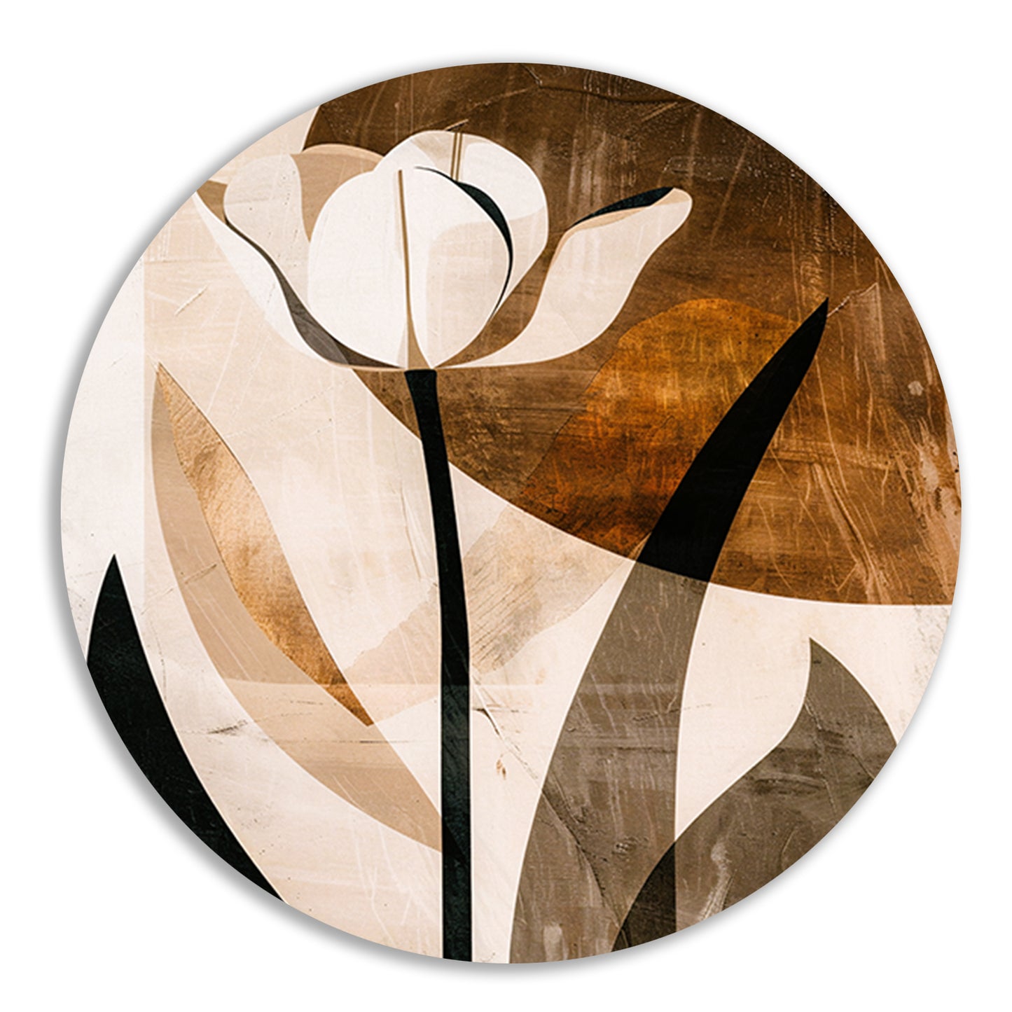 Sepia Tulp Abstracte Kunst in Stijl forex muurcirkel