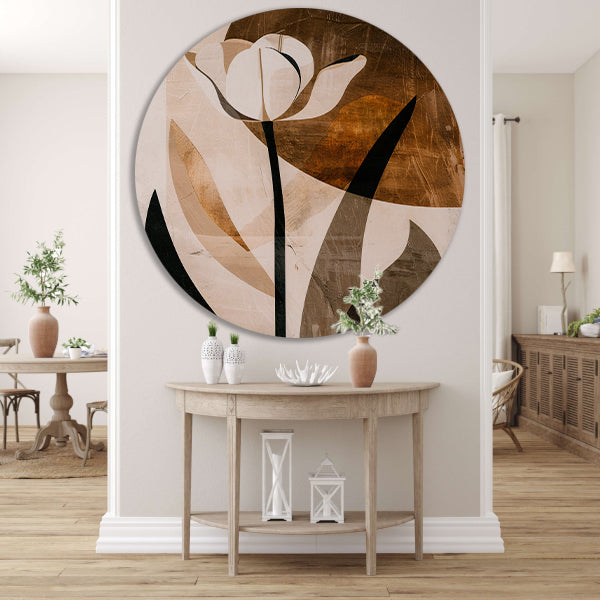 Sepia Tulp Abstracte Kunst in Stijl forex muurcirkel