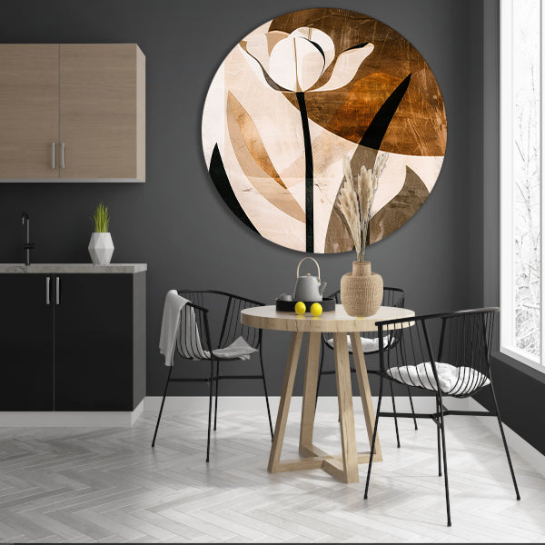 Sepia Tulp Abstracte Kunst in Stijl forex muurcirkel