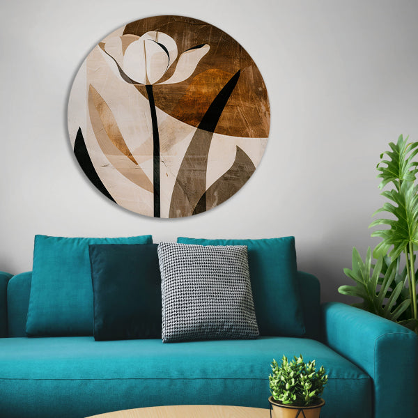 Sepia Tulp Abstracte Kunst in Stijl forex muurcirkel