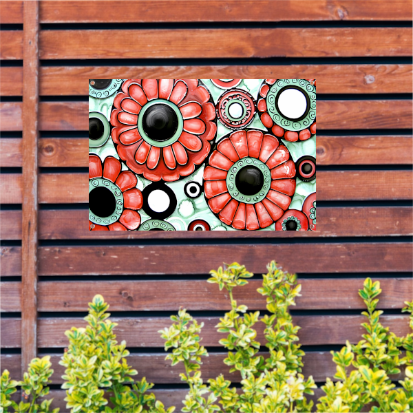 Abstracte bloemen in kleurrijke patronen tuinposter