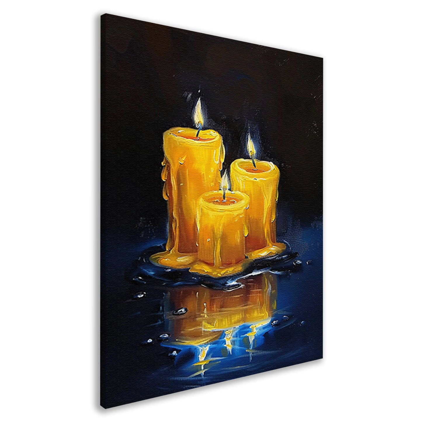 Realistisch schilderij van brandende kaarsen canvas