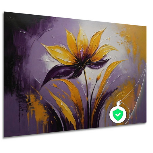 Abstracte Impasto Bloem in Paarse Schakeringen poster