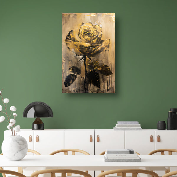 Abstracte Gouden Roos op Beige Achtergrond canvas