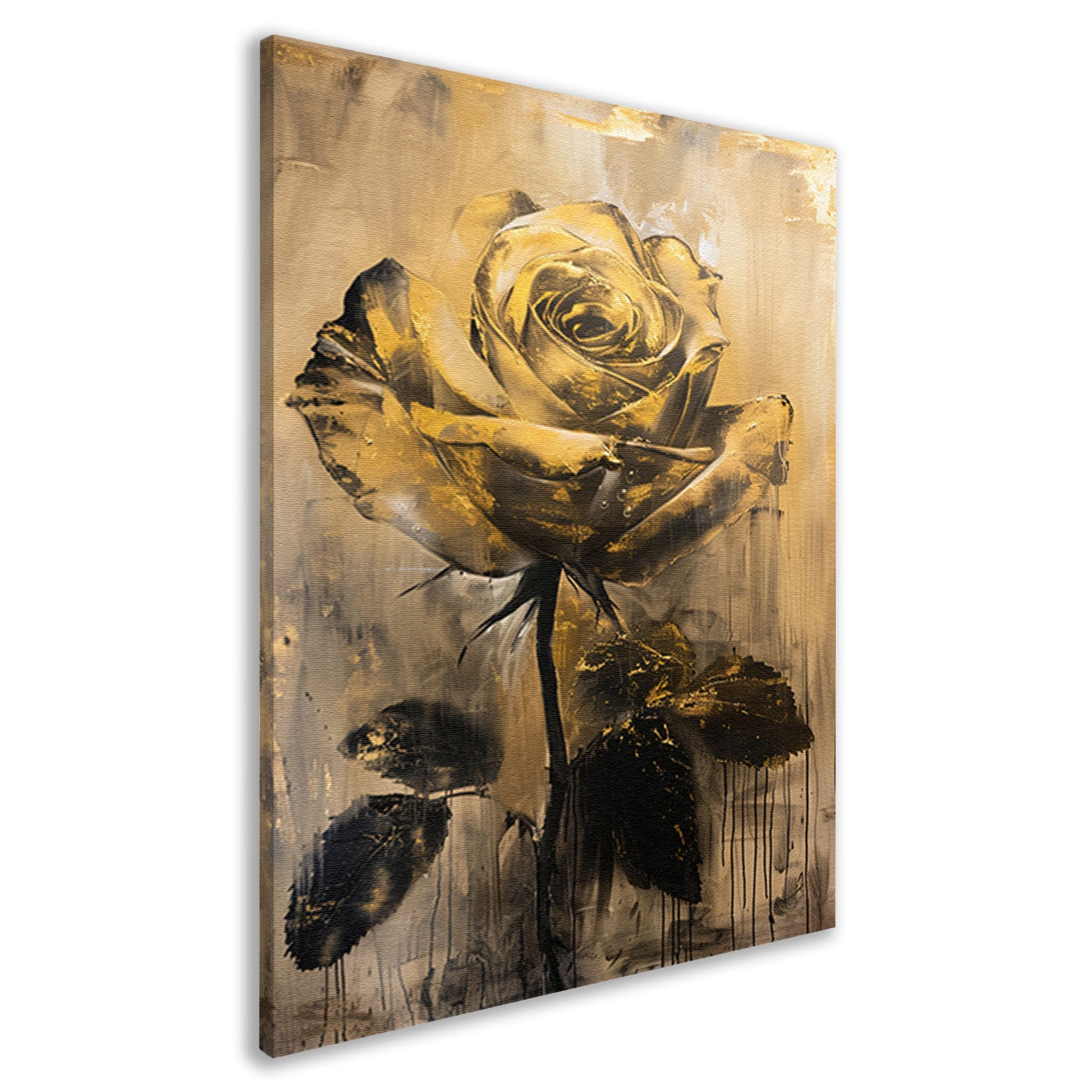 Abstracte Gouden Roos op Beige Achtergrond canvas