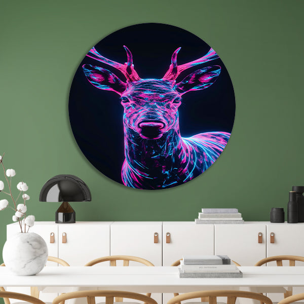 Neon hert in futuristisch lichtontwerp aluminium muurcirkel