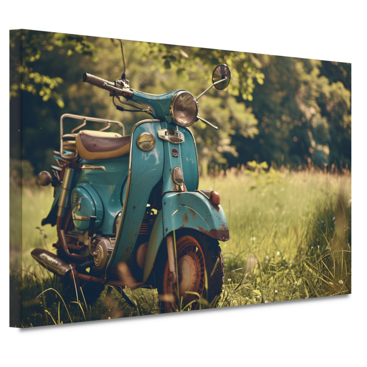 Minimalistische Scooter in Grasveld canvas