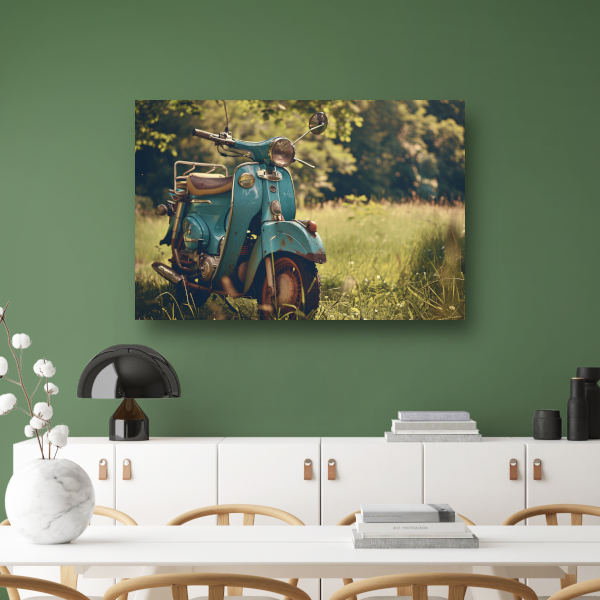 Minimalistische Scooter in Grasveld poster