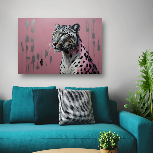 Elegante luipaard op minimalistische roze achtergrond acrylglas