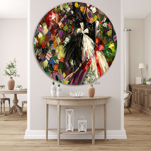 Abstracte kleurrijke hond in expressieve stijl aluminium muurcirkel