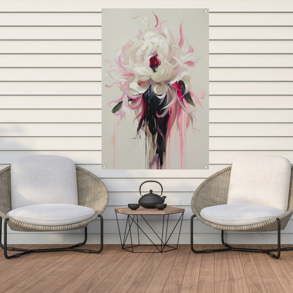 Abstracte Bloem met Druipende Verf in Moderne Stijl tuinposter