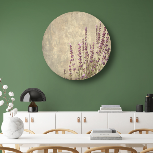 Paarse Lavendel in Bloei aluminium muurcirkel
