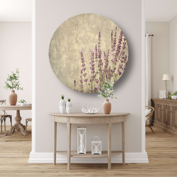 Paarse Lavendel in Bloei aluminium muurcirkel