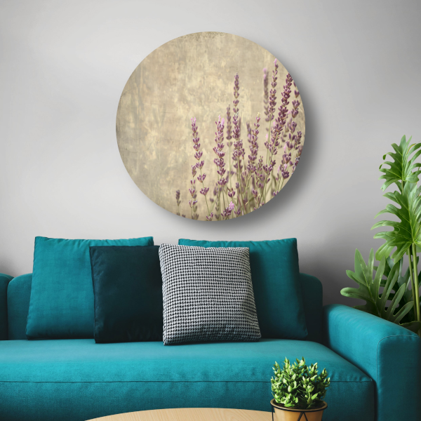 Paarse Lavendel in Bloei aluminium muurcirkel