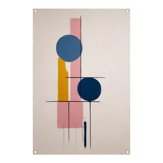 Geometrische abstractie met contrasterende kleuren tuinposter