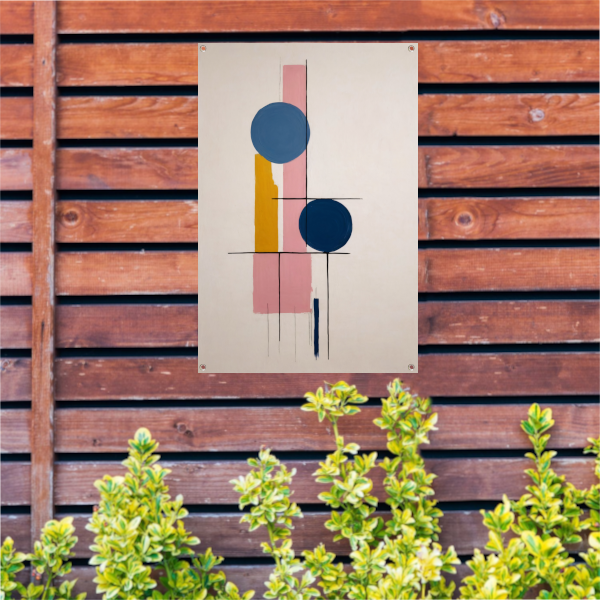 Geometrische abstractie met contrasterende kleuren tuinposter