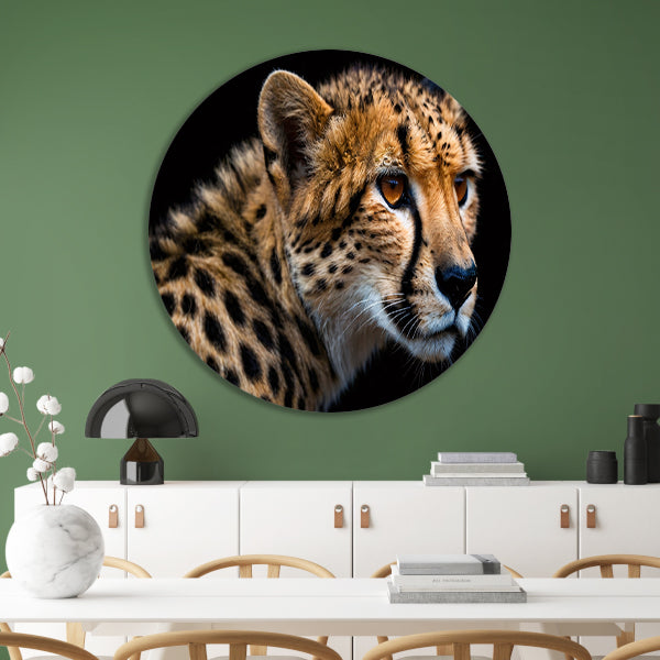 Indrukwekkende close-up van een cheetah forex muurcirkel