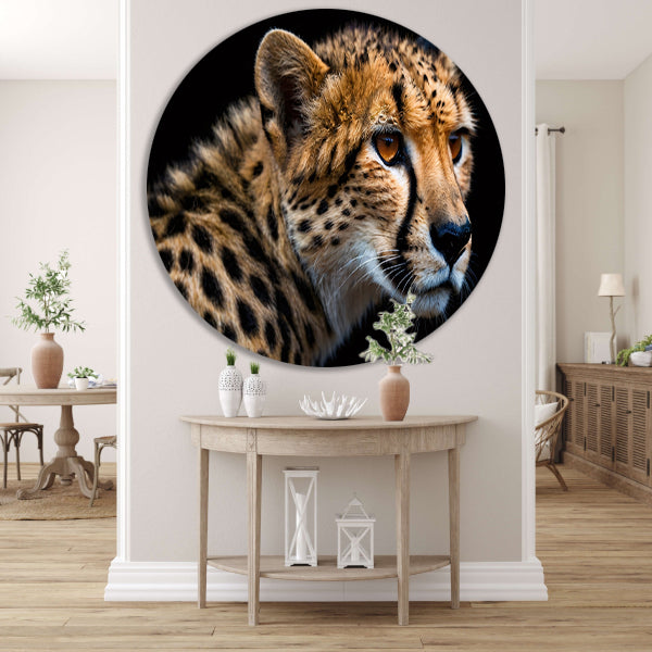 Indrukwekkende close-up van een cheetah forex muurcirkel