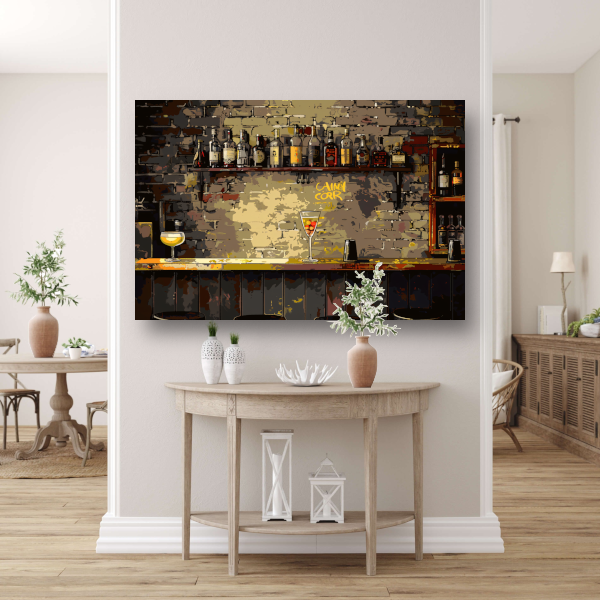 Flessenstilleven in epressionistische stijl canvas