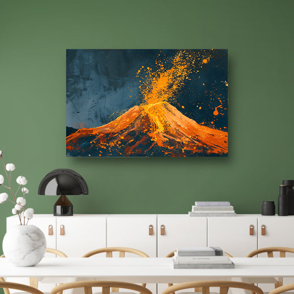 Abstract schilderij van vulkaanuitbarsting canvas