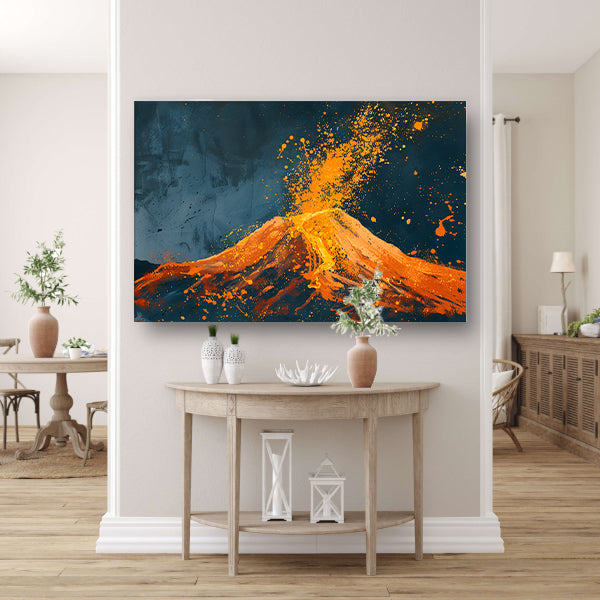 Abstract schilderij van vulkaanuitbarsting canvas