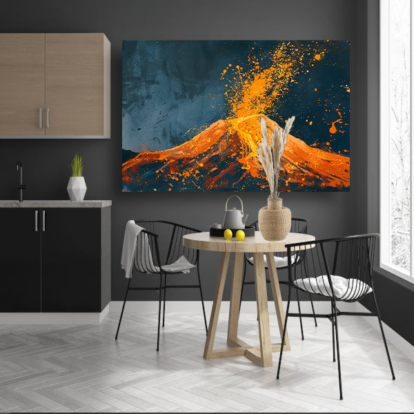 Abstract schilderij van vulkaanuitbarsting canvas