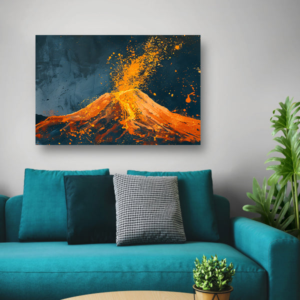 Abstract schilderij van vulkaanuitbarsting canvas