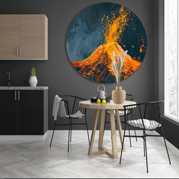 Abstract schilderij van vulkaanuitbarsting forex muurcirkel